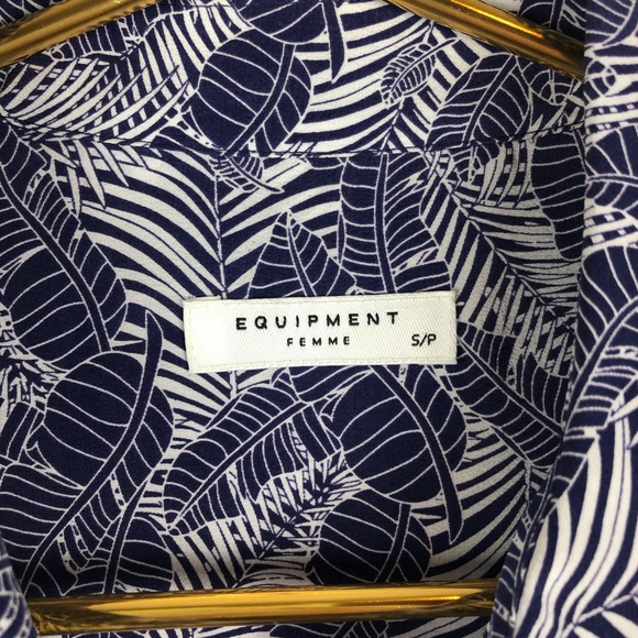 Equipment Silk Dress Banana Leaf Tropical Print - Picture 6 of 8